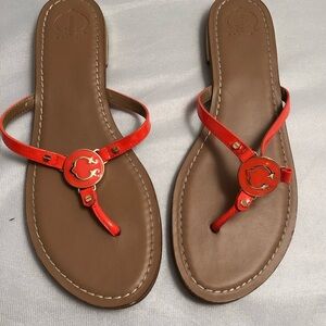 C Wonder orange t-strap flip flops 9